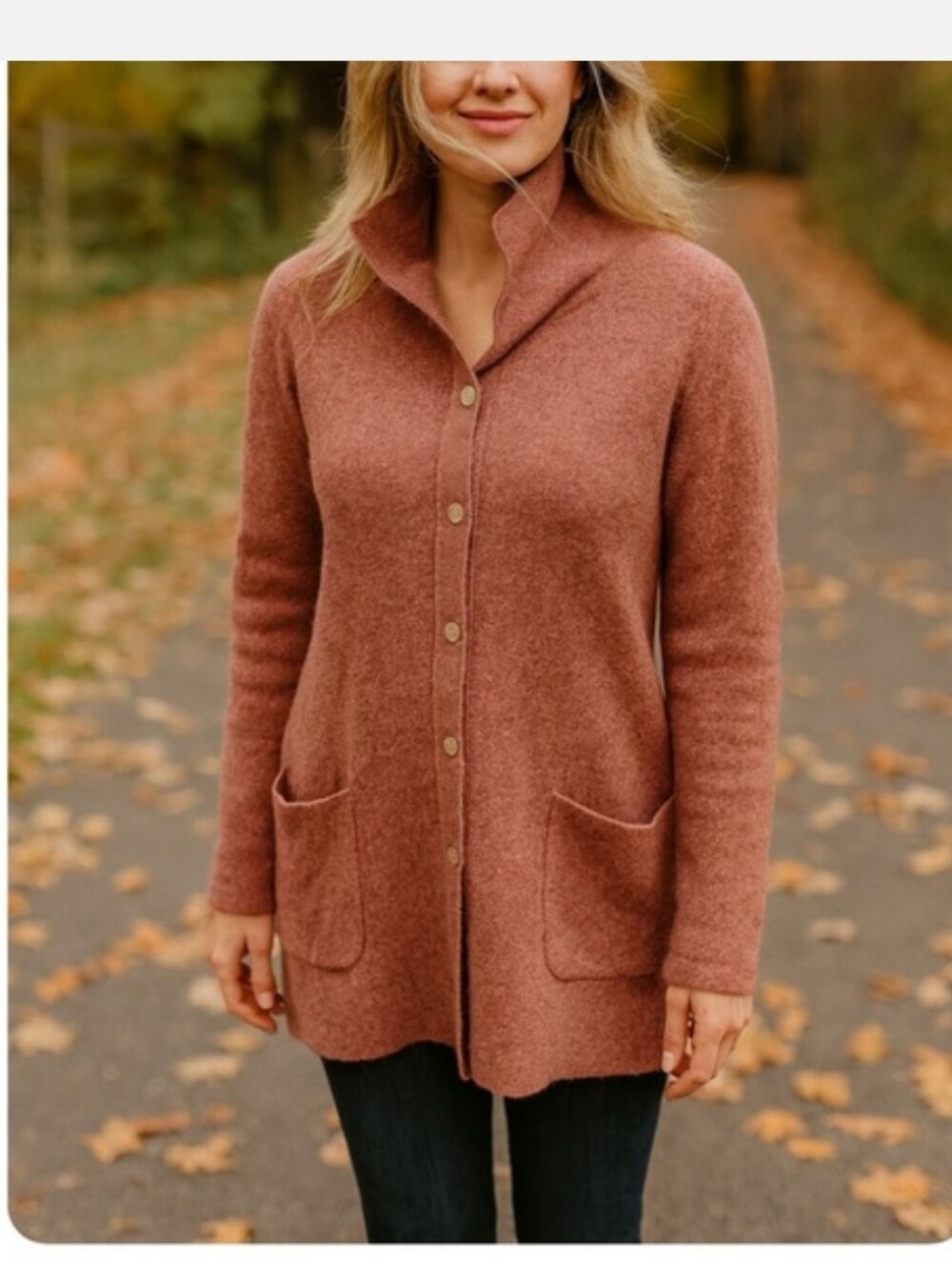 Margaret O'Leary Pink Wool Collared Cardigan Sweater Size Large